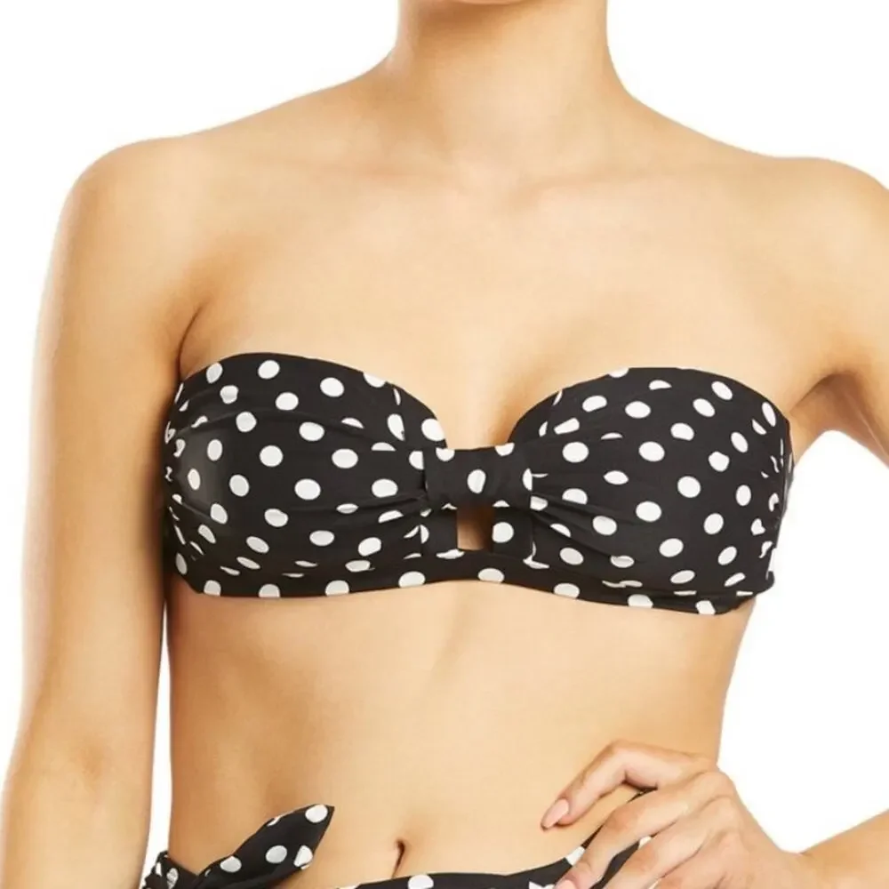 Kate Spade Lia Dot Bandeau Bikini swim Top Lg